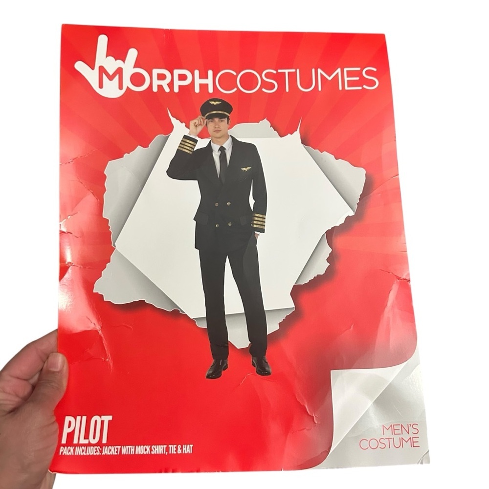 Pilot Costume Black Suit with Gold Accents